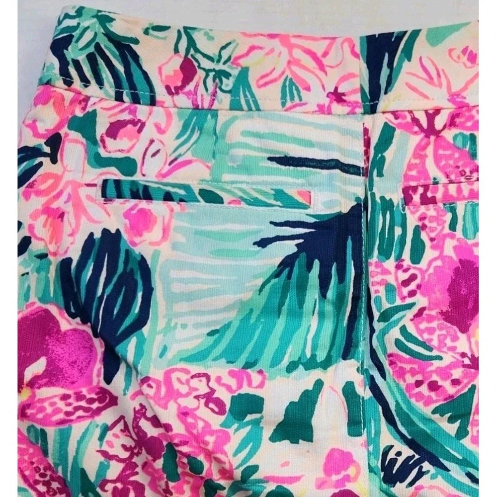 Lilly Pulitzer Womens Tropical Print Skort Sz 00 Bright Pink & Green Beach Skirt